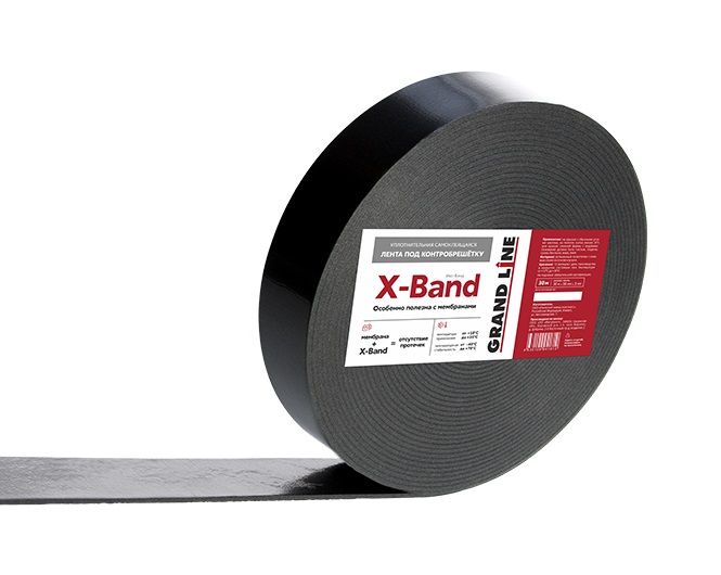 лента  уплотнительная под контробрешетку самоклеящаяся grand line x-band 50 мм х 30 м