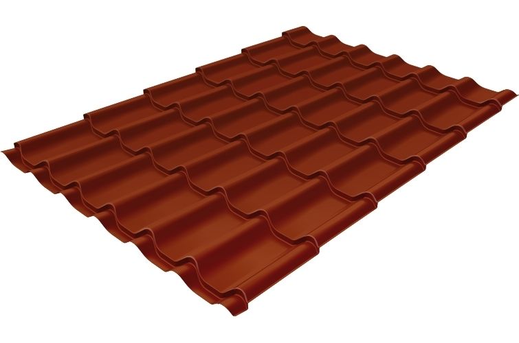 металлочерепица classic satin matt 0,5 мм полиэстер матовый текстурированный (ре), ral 8004 терракота