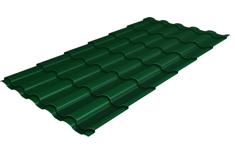 металлочерепица kredo satin 0,5 мм полиэстер (pе), ral 6005 зеленый мох