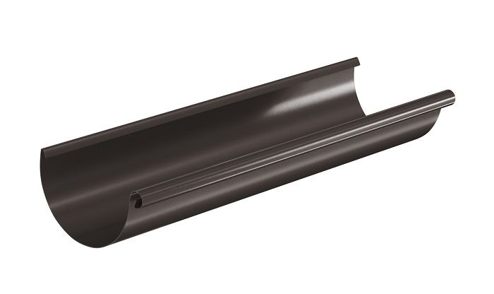 желоб водосточный aquasystem комфорт покрытие pe d125 мм, rr 32 темно-коричневый (3 м)
