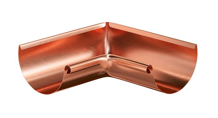 угол желоба внутренний 90 град. aquasystem d125 мм, медный