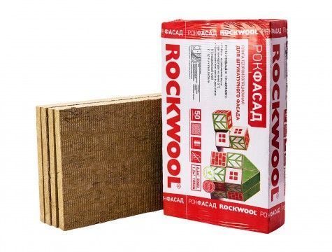 утеплитель rockwool рокфасад, 1000х600х50 мм (2,4 кв.м. уп.)