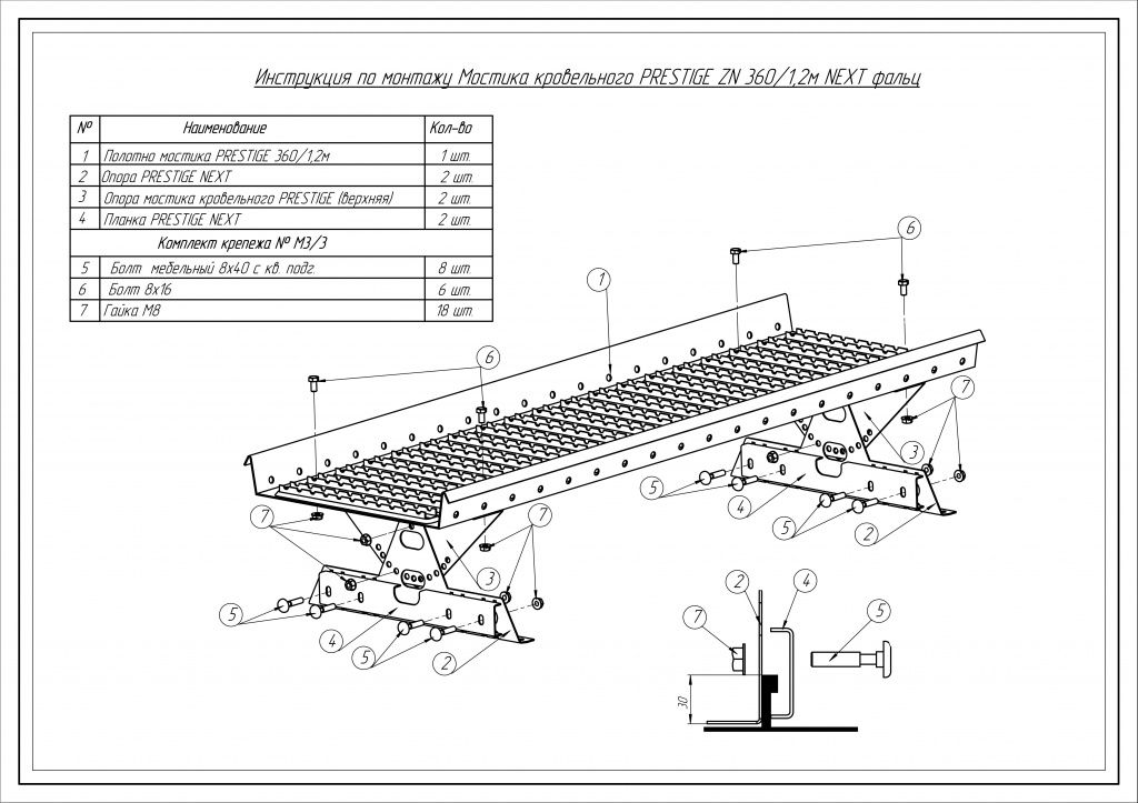 Мостик кровельный roofsystems prestige 360 next Фальц для фальцевой кровли, ral (1,2 м)
