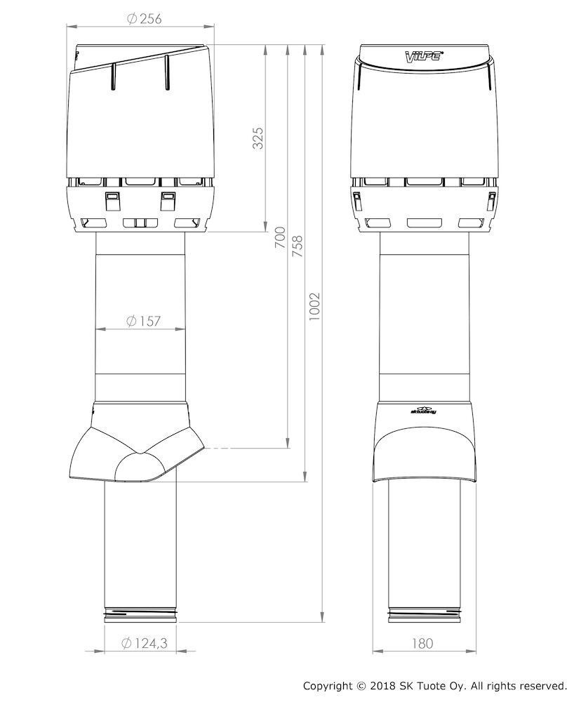 вентиляционный выход vilpe 125p/из/700 мм flow, rr 33 черный