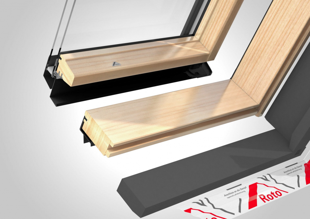 мансардное окно roto designo r45 h200 с термоблоком wd, 74х98 см