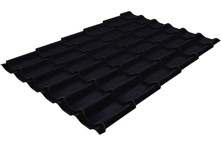 металлочерепица classic satin matt 0,5 мм полиэстер матовый текстурированный (ре), ral 9005 черный