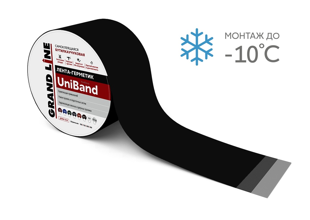 герметизирующая самоклеящаяся лента grand line uniband ral 9005 черная 10 м х 30 см